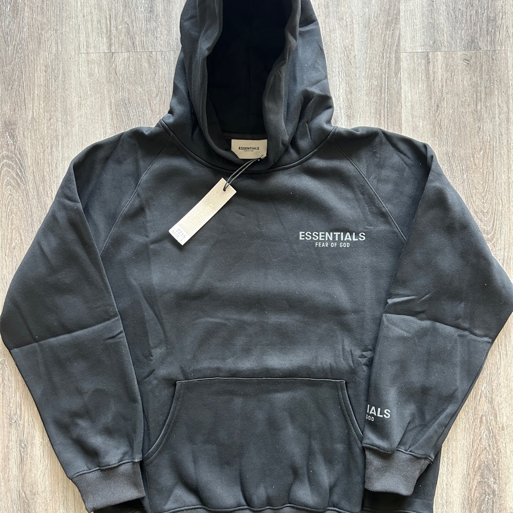 Fear of god essentials black hoodie